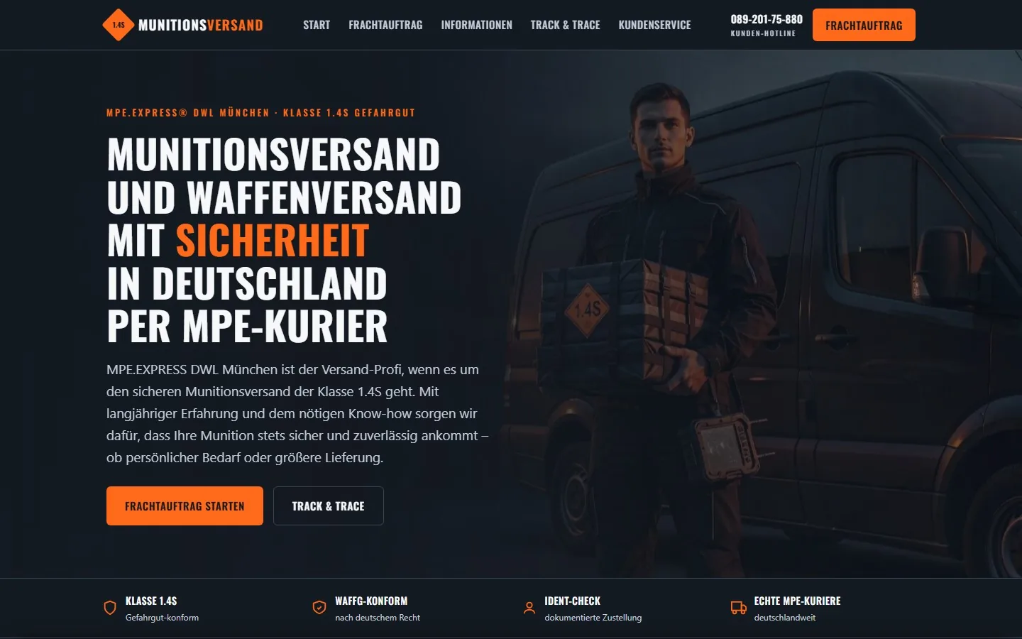 Aktuelle Startseite von Munitionsversand.com &ndash; 1.4 S Munitionsversand